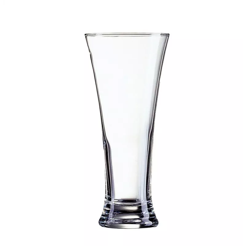 VASO MARTIGUES 33 CERVEZA de vidrio transparente con diseño elegante y base ancha para mayor estabilidad.