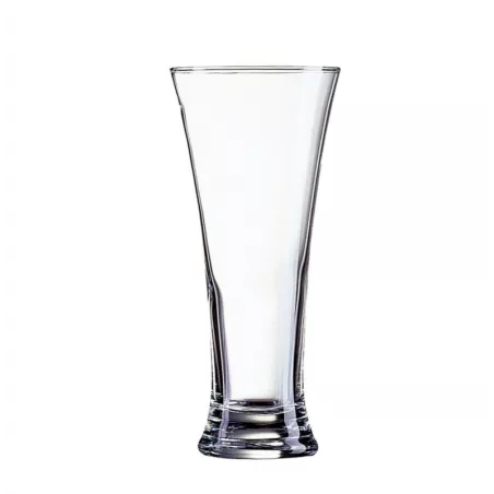 VASO MARTIGUES 33 CERVEZA de vidrio transparente con diseño elegante y base ancha para mayor estabilidad.