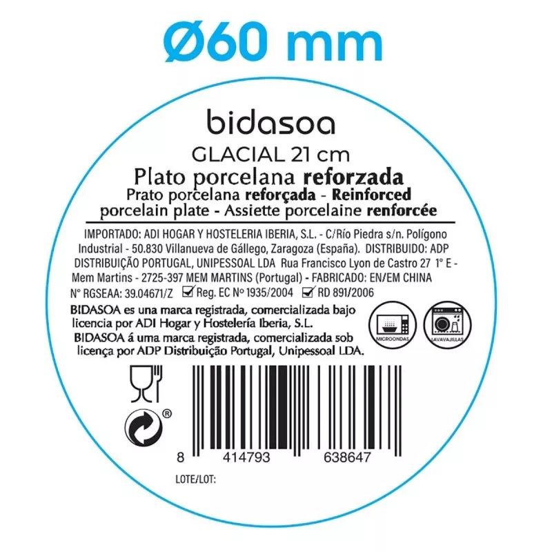 PLATO GLACIAL COUPE POSTRE 21 de porcelana reforzada, diseño redondo en blanco con borde estilizado.