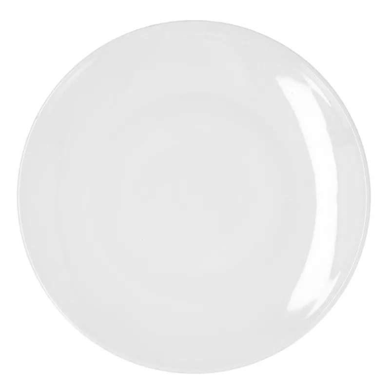 PLATO GLACIAL COUPE LLANO 30 de cerámica blanca, diseño moderno y acabado brillante ideal para comidas elegantes