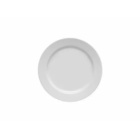 PLATO LLANO 28 CM. CORAL PORVASAL de cerámica blanca con diseño elegante y acabado brillante ideal para cualquier mesa.