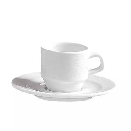 PLATILLO MOKA 12 CM. CORAL PORVASAL de cerámica con acabado brillante y diseño elegante para servir café.