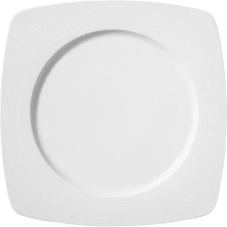 PLATO ARENAS GRABADO 32*32 cuadrado de cerámica blanca con acabado liso y diseño elegante para mesa moderna