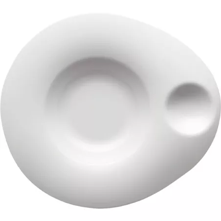 PLATO ORBE OVO 27 BLANCO PORVASAL de cerámica, diseño ovalado y acabado mate, ideal para servicios de mesa elegantes