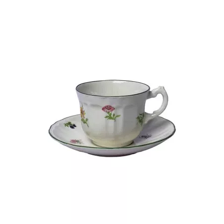 TAZA THE C/P FLORES*FRUTAS C/FILO de porcelana blanca con diseño floral y acabado brillante, incluye plato.