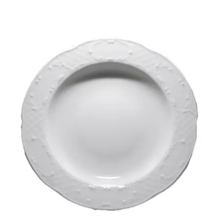 PLATO HONDO AUGUSTA 24 DALPER cerámico blanco con diseño elegante y borde texturizado ideal para cualquier mesa.