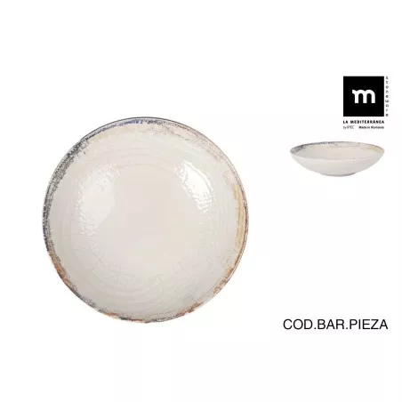PLATO HONDO 21 CM. ALBUS MONACO BRILLO AB26102 cerámica blanca con acabado brillante y diseño moderno.
