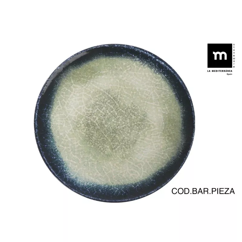 PLATO 32 CM. OLAF MONACO BRILLO OLA26106 en tonos verdes y azules con acabado brillante y diseño moderno.