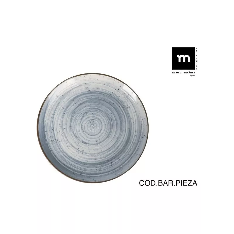 PLATO POSTRE 20 CM. SWIRL MONACO BRILLO SWI26104 en cerámica azul claro con diseño espiral y acabado brillante