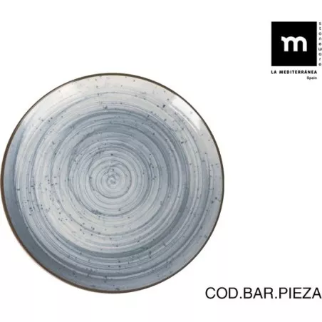 PLATO POSTRE 20 CM. SWIRL MONACO BRILLO SWI26104 en cerámica azul claro con diseño espiral y acabado brillante