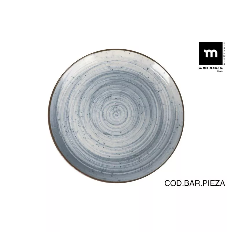 PLATO 32 CM. SWIRL MONACO BRILLO SWI26106 cerámica azul con diseño circular y acabado brillante, ideal para mesa moderna