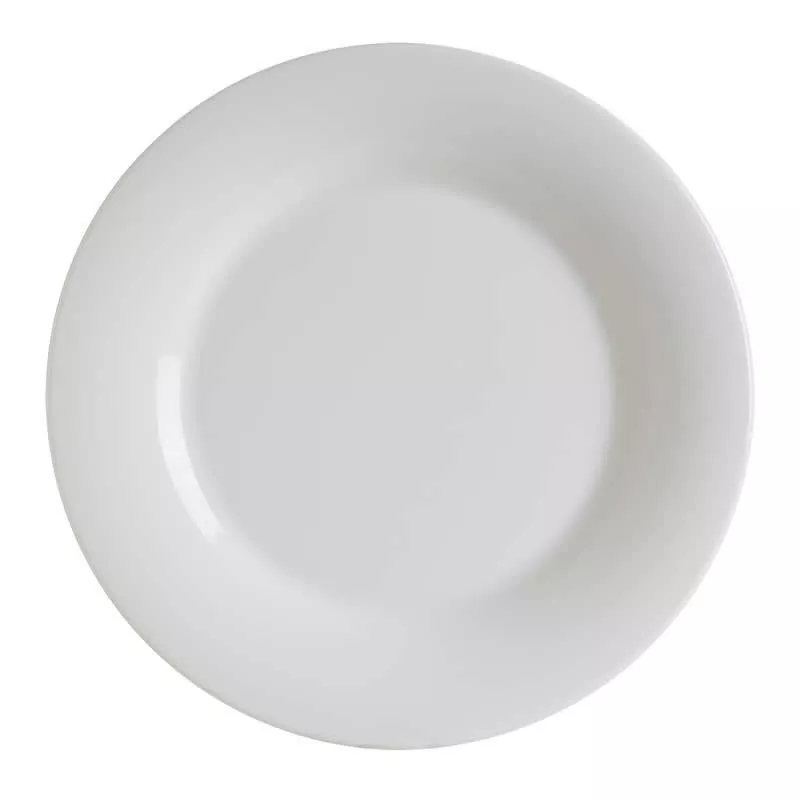 PLATO LLANO ALBUS 24 CM. B928449 cerámica blanca con acabado brillante y diseño elegante para uso diario.