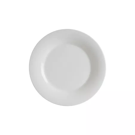 PLATO LLANO ALBUS 28 CM. B928448 de cerámica blanca con acabado brillante y diseño minimalista ideal para cualquier mesa.