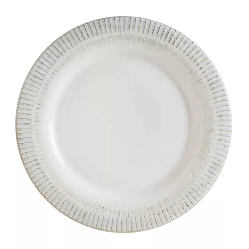 PLATO POSTRE ALBUS GALATA 22 CM B928450AS de cerámica blanca con diseño texturizado en el borde.