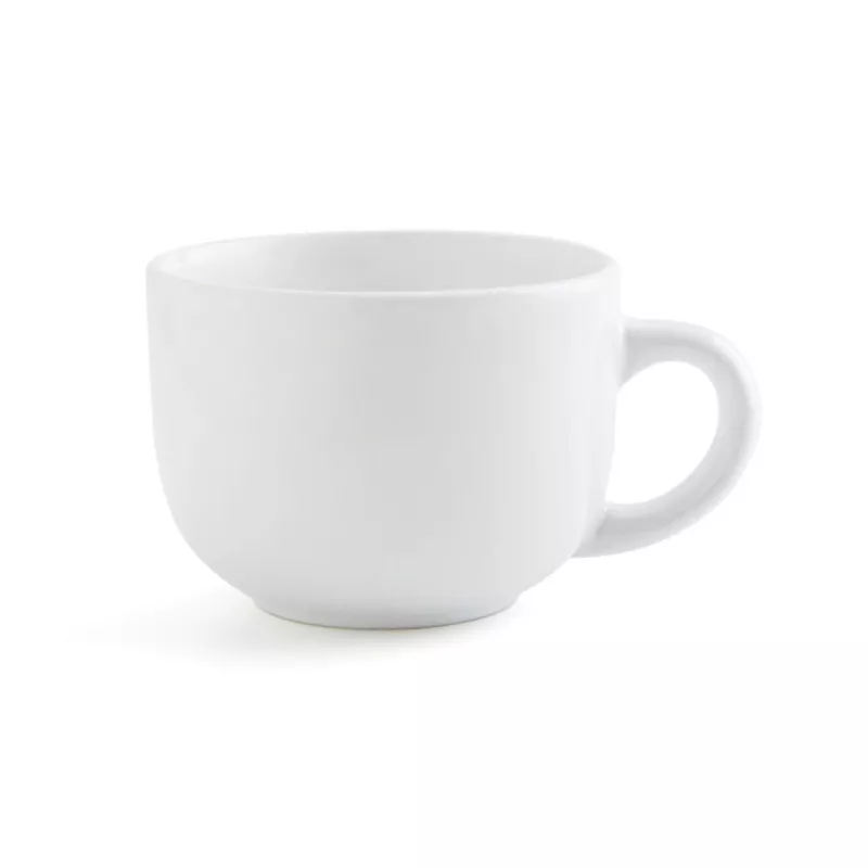 JUMBO 40 CL SNOW BCO QUID 7309016 taza de cerámica blanca con diseño moderno y asa ergonómica