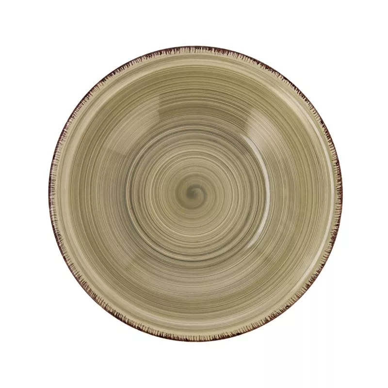 PLATO HONDO 21,5 CM GRES VITA NATURA color verde con diseño texturizado y borde irregular, ideal para servir sopas y ensaladas