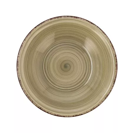 PLATO HONDO 21,5 CM GRES VITA NATURA color verde con diseño texturizado y borde irregular, ideal para servir sopas y ensaladas