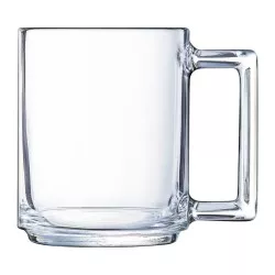 MUG 25 CL LA BONNE HUER LUMINARC 9123566 de vidrio transparente con diseño moderno y asa estilizada.