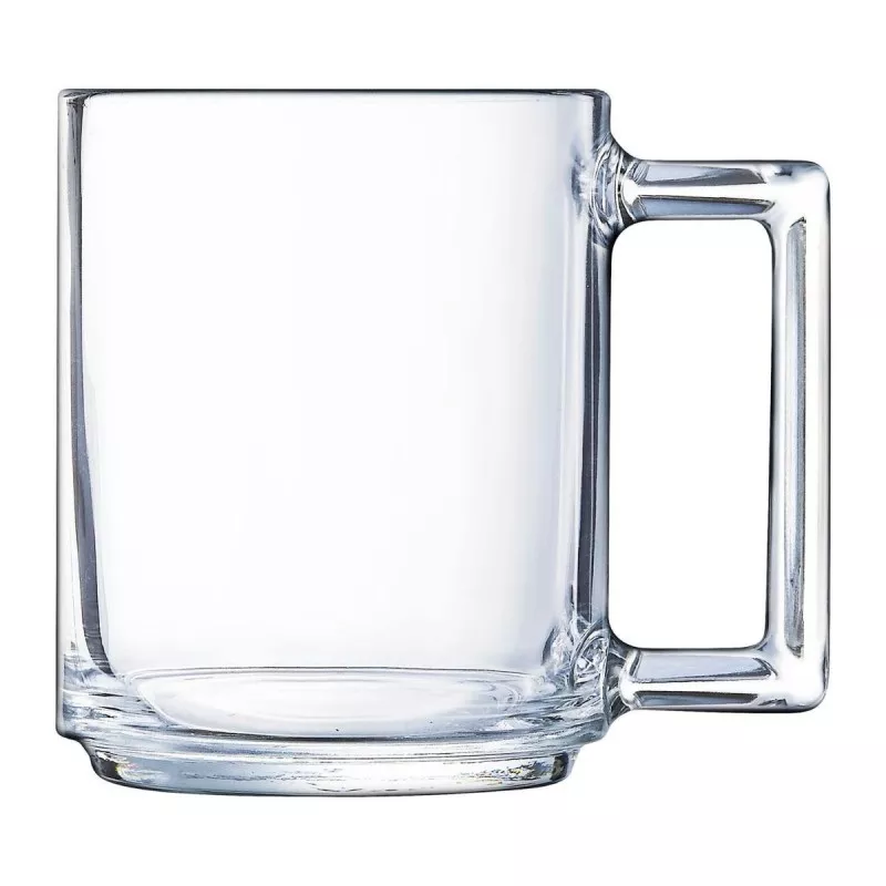 MUG 25 CL LA BONNE HUER LUMINARC 9123566 de vidrio transparente con diseño moderno y asa estilizada.