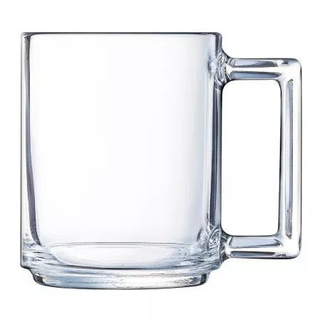 MUG 25 CL LA BONNE HUER LUMINARC 9123566 de vidrio transparente con diseño moderno y asa estilizada.