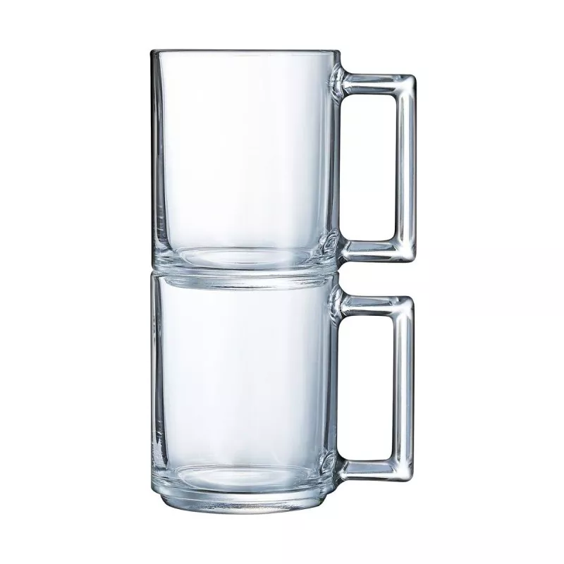 MUG 25 CL LA BONNE HUER LUMINARC 9123566 de vidrio transparente apilable con diseño moderno y acabado liso.