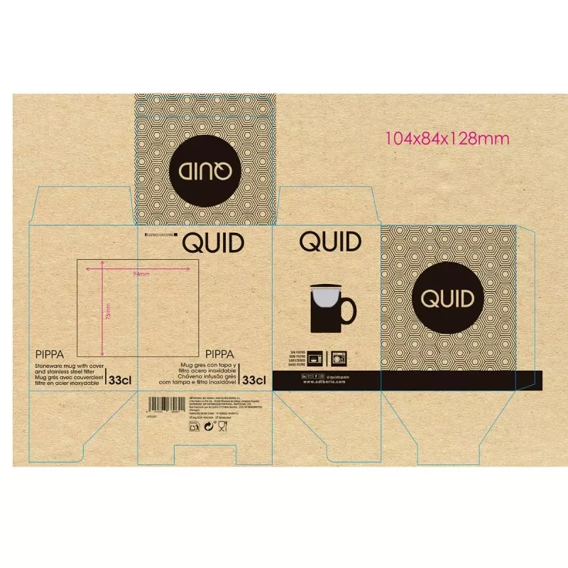 MUG 33 CL C/FILTRO PIPPA QUID 5424153 en cerámica blanca con diseño moderno y filtro integrado.