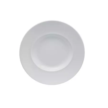 PLATO HONDO 28 GOURMET. ALEGRE en cerámica blanca con acabado brillante y diseño elegante para comidas especiales