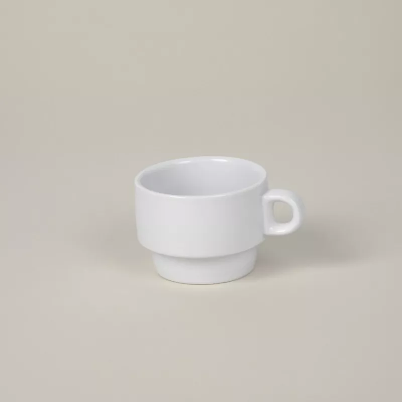 TAZA CAFE EURODRA 120CC MALLORCA de porcelana blanca con diseño moderno y acabado mate