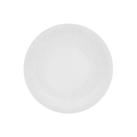 PLATO LLANO 29 CM. UTOPIA de porcelana blanca con diseño texturizado y acabado brillante ideal para mesa moderna