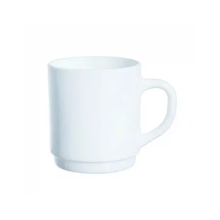 TAZA THE ARCOPAL ESTILO blanca de cerámica con diseño minimalista y acabado mate, ideal para bebidas calientes.