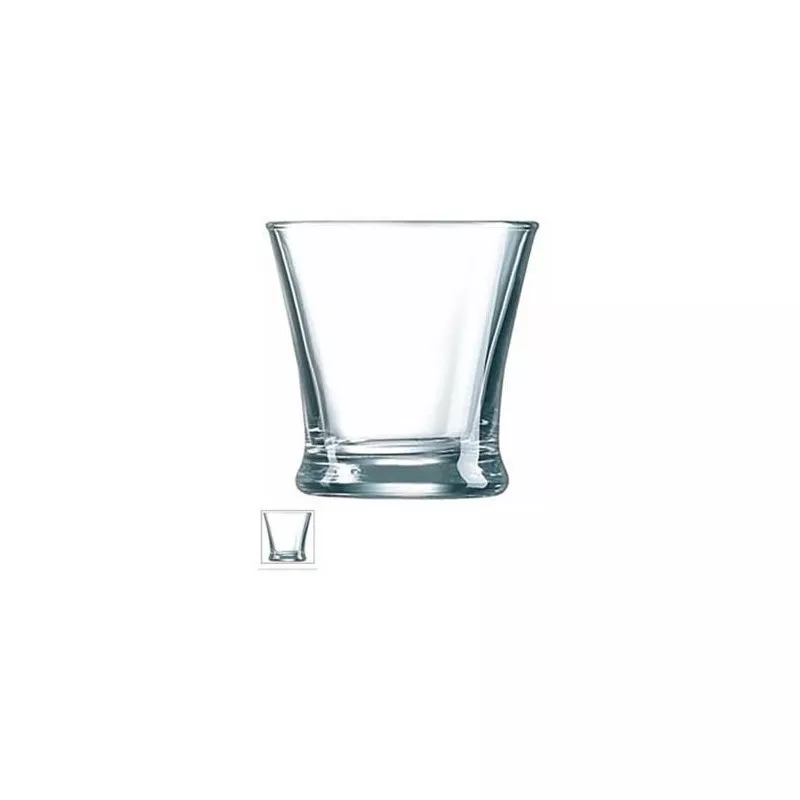 VASO CARAJILLO (A*12) 11cl. ARCOROC de vidrio transparente con diseño elegante y base ancha, ideal para bebidas.