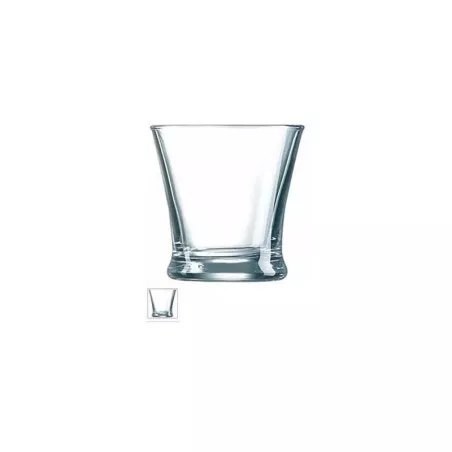 VASO CARAJILLO (A*12) 11cl. ARCOROC de vidrio transparente con diseño elegante y base ancha, ideal para bebidas.