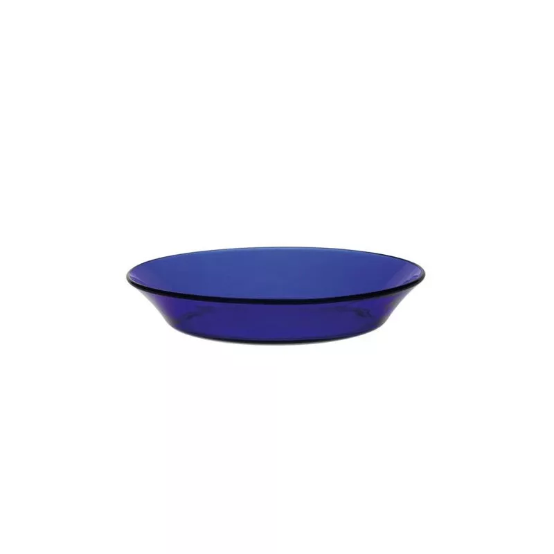 PLATO HONDO 19 CM. SAPHIR LYS 3007FF azul de vidrio, diseño moderno, ideal para servir ensaladas o pastas.