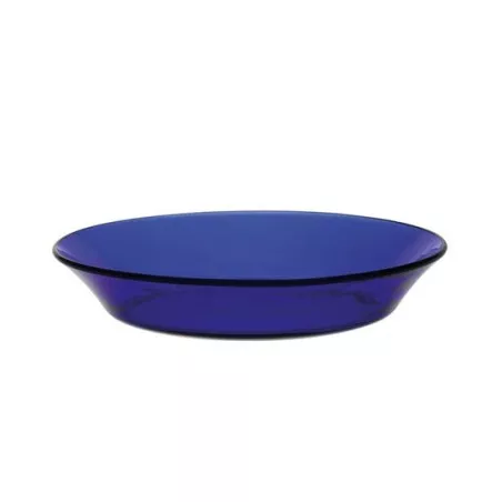 PLATO HONDO 19 CM. SAPHIR LYS 3007FF azul de vidrio, diseño moderno, ideal para servir ensaladas o pastas.