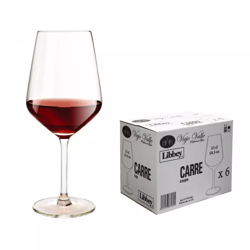 COPA CARRE VINO 53 CL VV761005 de vidrio transparente con base amplia y diseño elegante para disfrutar vino tinto.