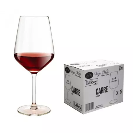 COPA CARRE VINO 53 CL VV761005 de vidrio transparente con base amplia y diseño elegante para disfrutar vino tinto.