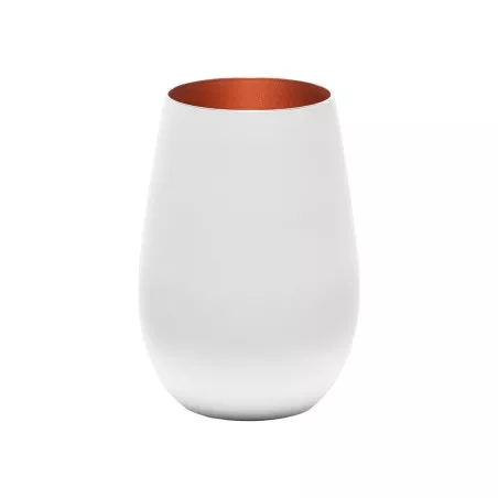VASO BCO/BRONCE ELEMENTS METAL 46,5 CL con acabado mate blanco y interior bronce, diseño elegante y moderno.
