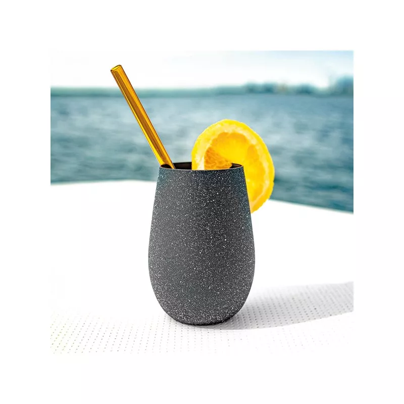 VASO GRIS OSCURO STONES 46,5 CL de material resistente, diseño elegante y acabado rugoso ideal para bebidas frías.