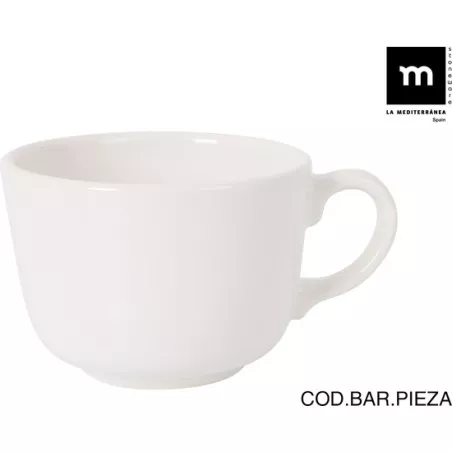 JUMBO BCA 500CC 642B0500A MEDITERRANEA taza de cerámica blanca con asa y diseño minimalista ideal para café.