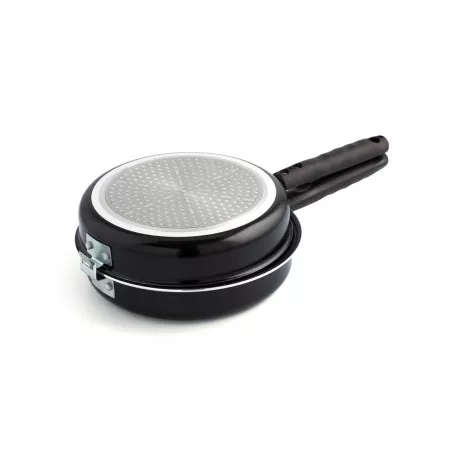 Sartén doble Quid Gastro Fun 24 cm de aluminio inducción color negro con diseño antiadherente y tapa perforada