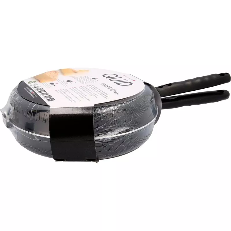 Sartén doble Quid Gastro Fun 24 cm de aluminio negro para inducción con mango ergonómico y superficie antiadherente.