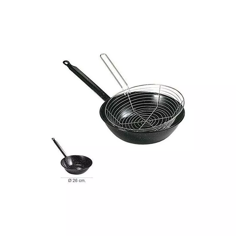 Sartén Garcima 26 cm esmaltada en color negro con cestillo para inducción y acabado antiadherente.