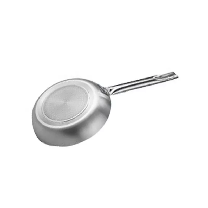 Sartén Pujadas Ergos 20 cm aluminio inducción profesional en color plateado, diseño ergonómico y acabado antiadherente.