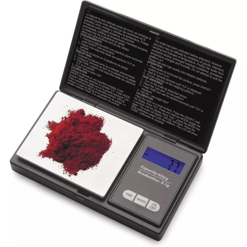 BASCULA PRECISION DIGITAL LACOR 650 GR. 61709 con pantalla LCD, plataforma de acero inoxidable y diseño compacto.