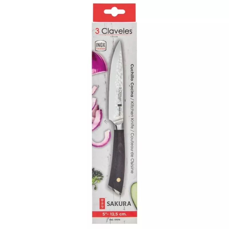 Cuchillo Sakura Cocina 12,5 cm de acero inoxidable con mango antideslizante y diseño elegante.