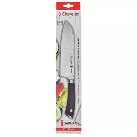 Cuchillo Sakura Santoku 17,5 01018 de acero inoxidable con mango ergonómico de madera y diseño elegante