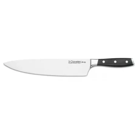 CUCHILLO TOLEDO COCINERO 25 CM 01534 de acero inoxidable con mango negro ergonómico y diseño profesional.