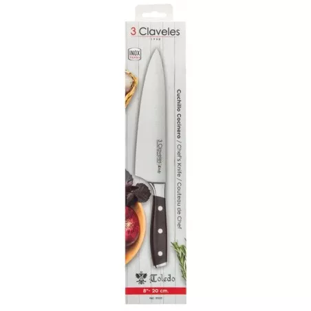 CUCHILLO TOLEDO COCINERO 20 CM 01533 de acero inoxidable con mango de madera y diseño ergonómico