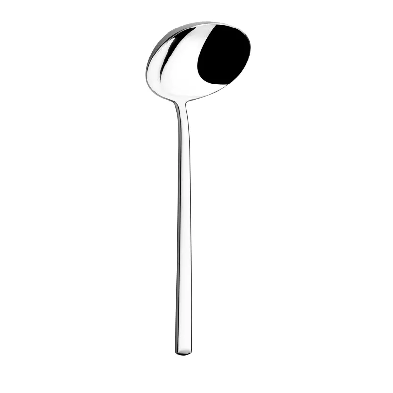 Cazo sopa Verona BRA de acero inoxidable brillante con mango largo y diseño elegante.