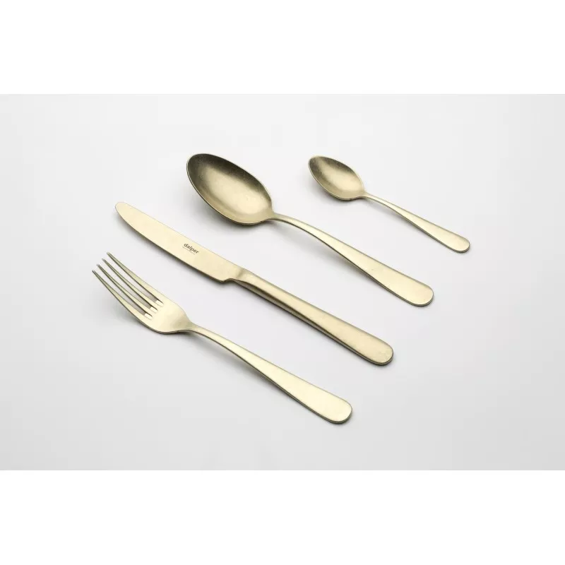 Tenedor mesa Aurora champán nácar con acabado brillante y diseño elegante, ideal para ocasiones especiales.